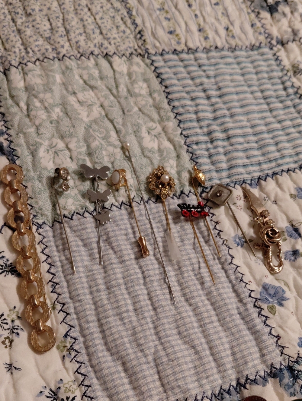 Gold-Tone Assorted Stick Pins and Brooch Set